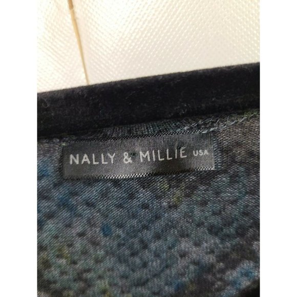 Nally & Millie Gray Blue Snake Print Dolman V-Neck Tunic Top Size Large - Picture 4 of 5